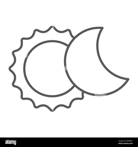 Eclipse Thin Line Icon Space And Astronomy Solar Eclipse Sign Vector