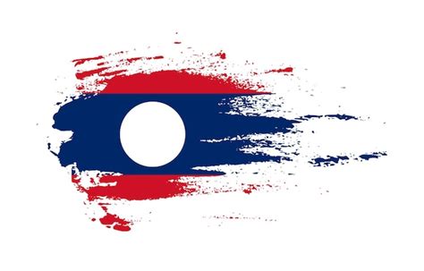 Premium Vector Grunge Brush Stroke Flag Of Laos With Painted Brush Splatter Effect On Solid