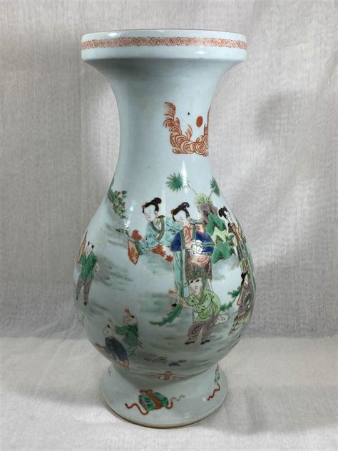 Bid Now Chinese Famille Verte Porcelain Vase Warrior Scene October