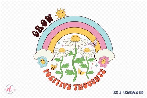 Grow Positive Thoughts Retro Spring Sublimation By Craftlabsvg