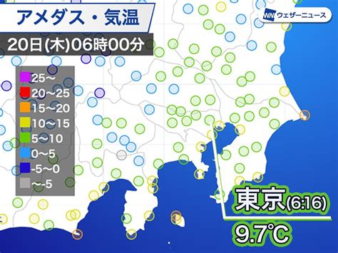 東京で最低気温が97℃ この秋初めて10℃を下回る ウェザーニュース