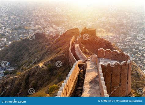 Nahargarh Fort At Sunset And Aerial View Of Jaipur City Overall Bird