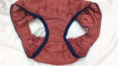 Crimson Red Nylon Panties Panty Bikini Sexy With Lace On Front Japanese Style Size L กางเกงใน