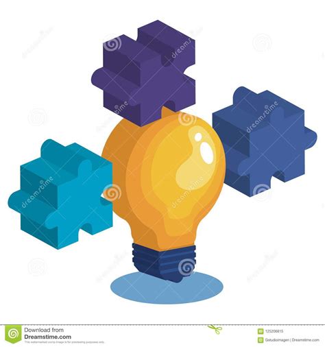 Bulb With Puzzle Game Pieces Stock Vector Illustration Of Graphic