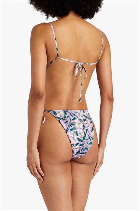 Agua By Agua Bendita Sabina Dos Gardenias Lila Quilted Floral Print Triangle Bikini Top The Outnet