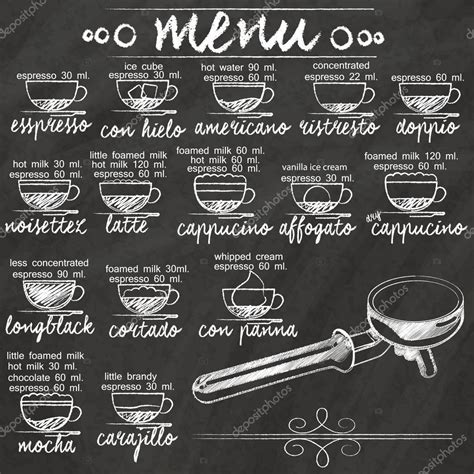 Menu coffee on chalkboard — Stock Vector © Masterkoii #150766170