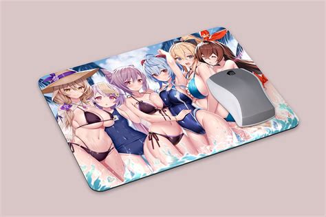 Genshin Impact Girls In Bikini Mousepad Large Ecchi Desk Mat Etsy