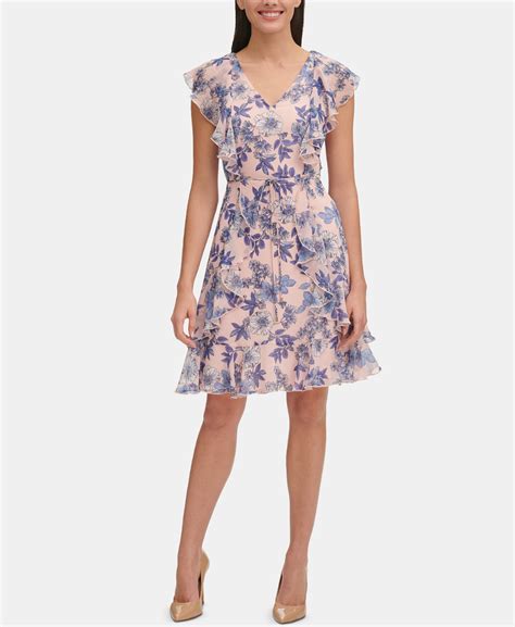 Tommy Hilfiger Floral Chiffon Ruffled Dress Macy S