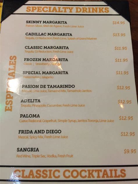 Menu At Frida Mexican Cuisine Restaurant Torrance Del Amo Cir N