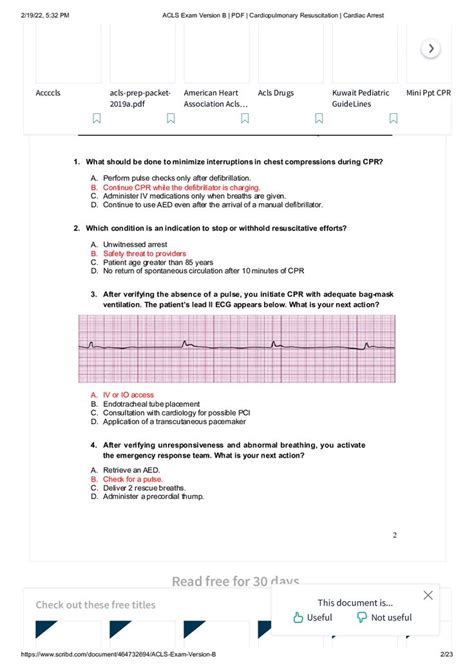 Answer Key Acls Written Exam Answers Aha Acls Post Test Answ