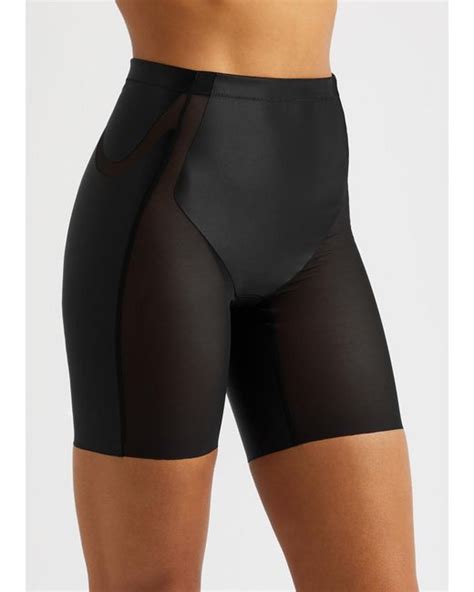 Spanx Shaping Satin Mid Thigh Shorts In Black Lyst