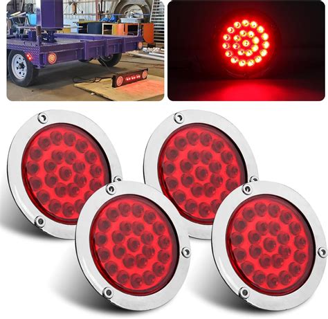 Partswcgg Luces Traseras Led Redondas De Pulgadas Para Remolque