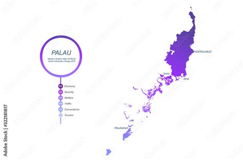 graphic vector map of palau island. palau map. asia country map Stock ...