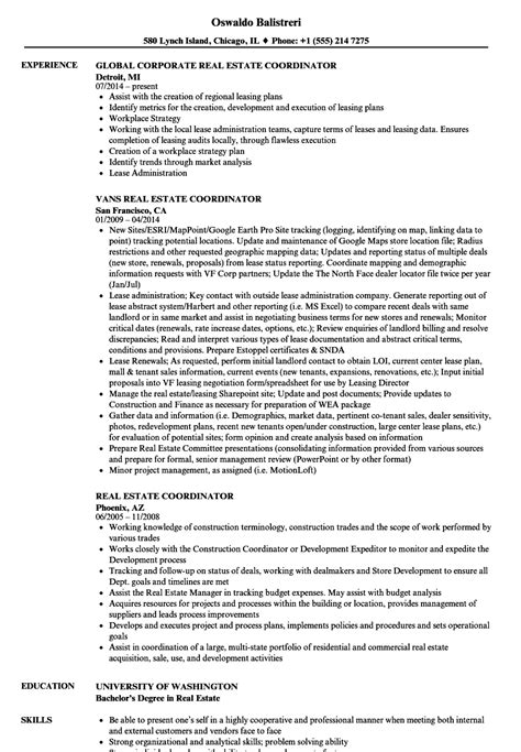 Real Estate Coordinator Resume Samples Velvet Jobs