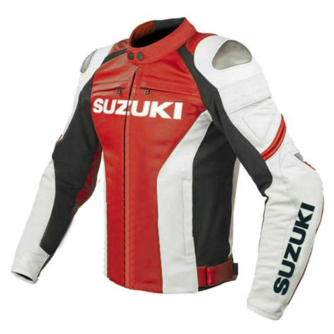 Suzuki Gsxr Red And White Motorcycle Racing Jacket Maker Of Jacket