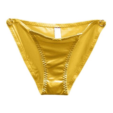 Yellow X Large French Bow Hollow Womens Panties Bikini Nylon Out Underwear For Women Cotton Lace