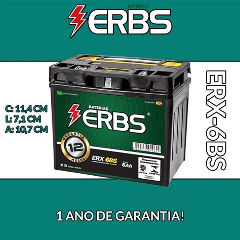 Bateria 6 amperes ERBS para motos Partida Elétrica 1 ANO DE