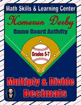 Baseball Math Skills Learning Center Multiply Divide Decimals