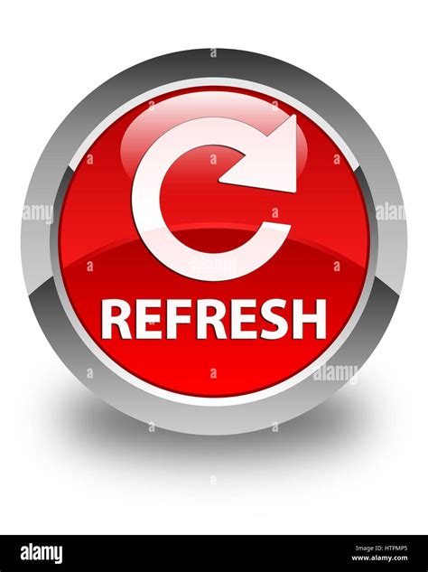 Refresh Rotate Arrow Icon Isolated On Glossy Red Round Button