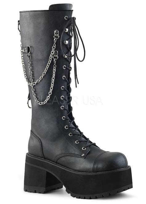 Demonia Ranger 303 Gothic Knee High Platform Boot Attitude Clothing