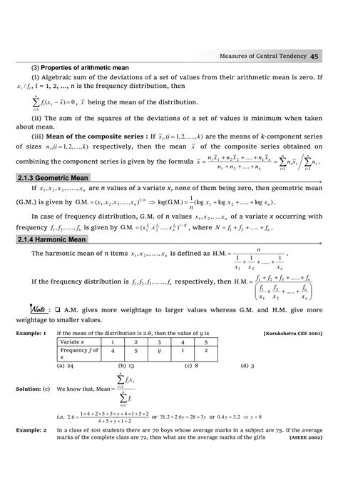 SOLUTION Iit Jee Maths Notes Measurement Of Central Tendency Studypool