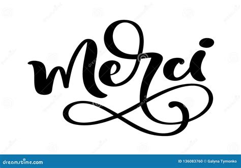 Vector Merci Calligraphy, French Translation Of Thank You Phrase. Hand Lettering Of Thankfulness ...