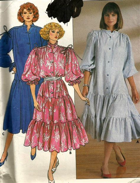 Vintage S Butterick Uncut Misses Tiered Gathered Dress Etsy