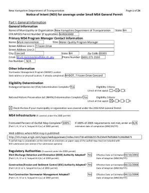 Fillable Online Notice Of Intent Noi For Coverage Under Small Ms