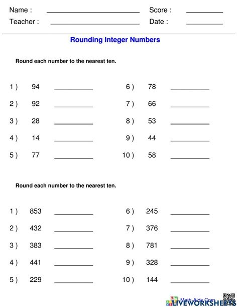 Rounding To The Nearest Ten Worksheet Have Fun Teaching Worksheets