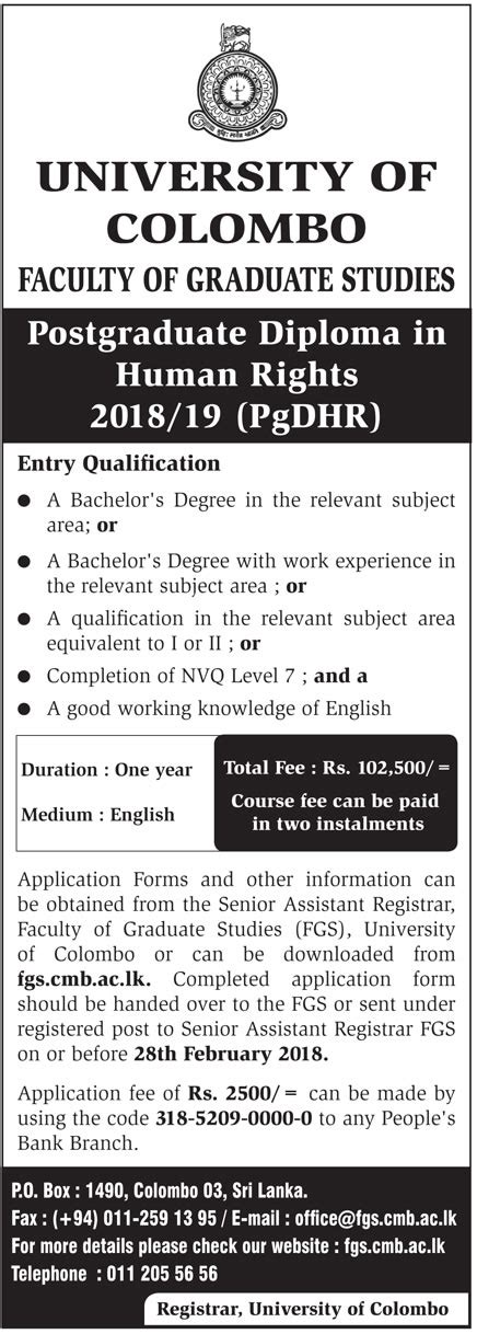 Postgraduate Diploma In Human Rights Pgdhr 2018 19 Faculty Of