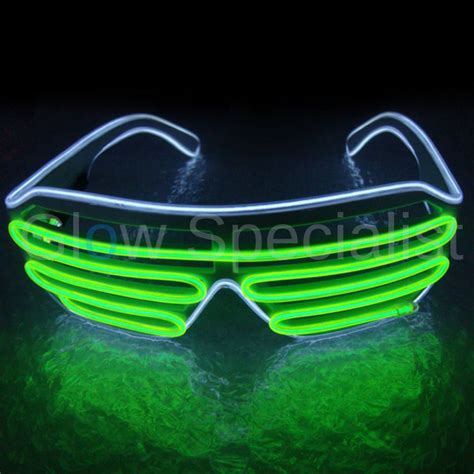 El Wire Shutter Glasses Black Model Green Blue Glow Specialist