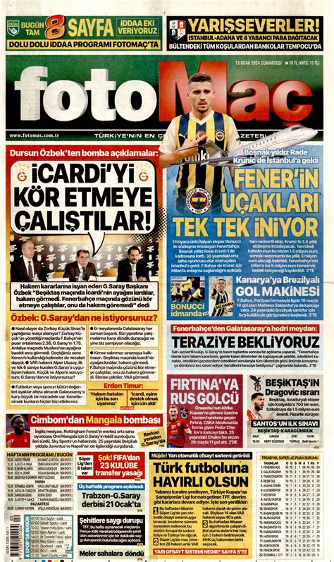 Fotomaç Gazetesi Fotomaç Manşet Oku Haberler 13 Ocak 2024