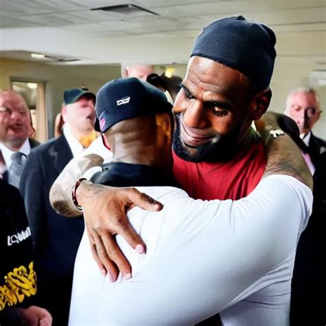 Photograph Of Lebron James Hugging Jeffrey Epstein Stable Diffusion