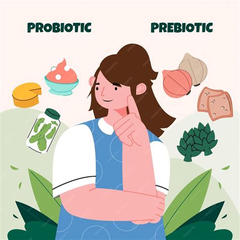 Free Vector Hand Drawn Probiotics And Prebiotics Infographic