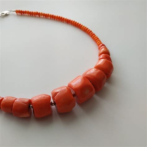 Genuine Orange Coral Jewelry Antique Coral Necklace Style Etsy