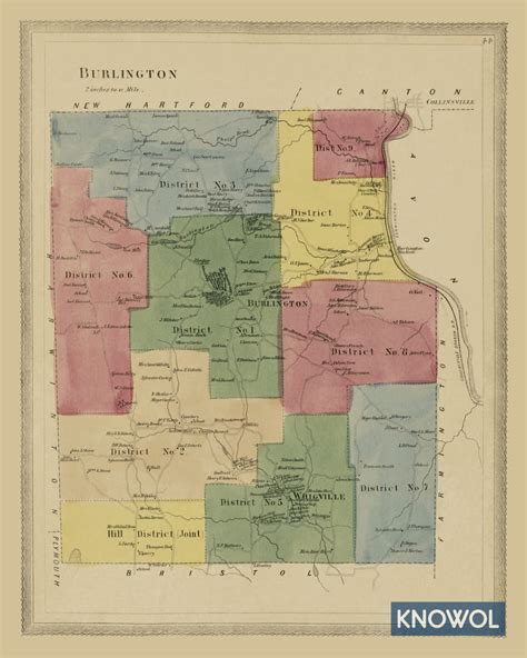 Historic landowners map of Burlington, CT from 1869 - CT Restored