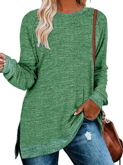 Swqzvt Long Sleeve Shirts For Women Fall Tops Fashion T Shrts Crew Neckcolor Block Casual Tunic