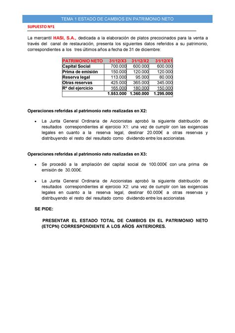 Tema Supuesto Contabilidad Financiera Superior Segundo Curso