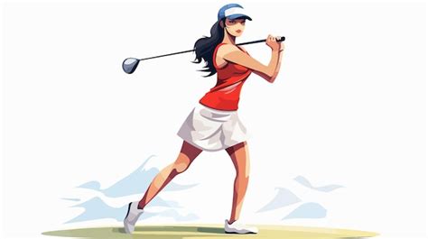 Professional Vector Illustration Of Beautiful Girl Playing Golf