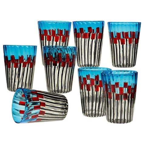 Rare Handblown Black Murano Glass Tumblers Set Of Ten For Sale At 1stdibs Black Glass Tumblers