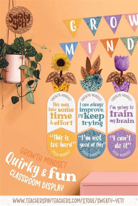 Growth Mindset Posters Boho Spring Classroom Decor Bulletin Board