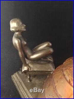 Art Deco Lamp ART DECO NOUVEAU NUDE FIGURAL LADY TABLE DESK LAMP W