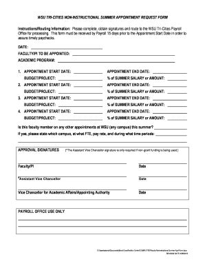 Fillable Online Tricity Wsu Noninstructional Summer Appt Request Form