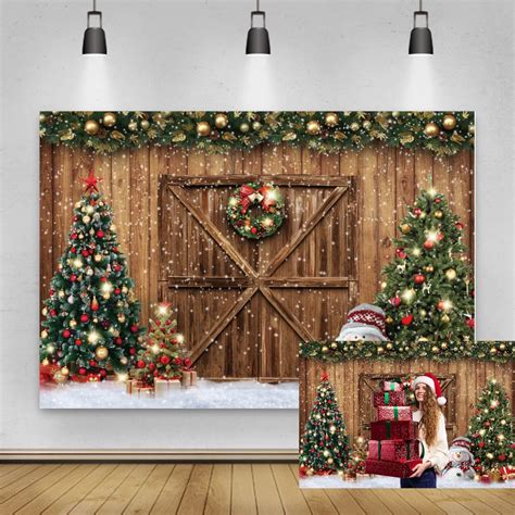 Amazon OERJU 20x10ft Christmas Backdrop Rustic Christmas Barn