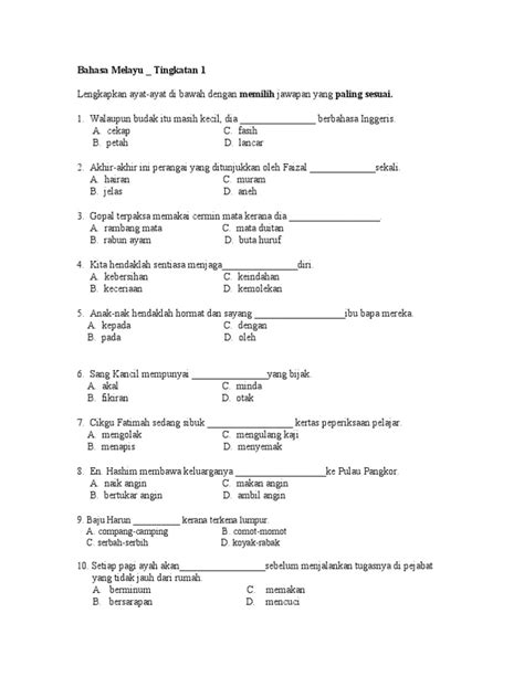 Modul Latihan Bahasa Melayu Tingkatan 1 Gracelynewtwang