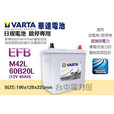 【台中電力屋】new Varta 華達 M42l 60b20l Efb 啟停系統專用 適用 本田 Cr Z Priu 蝦皮購物