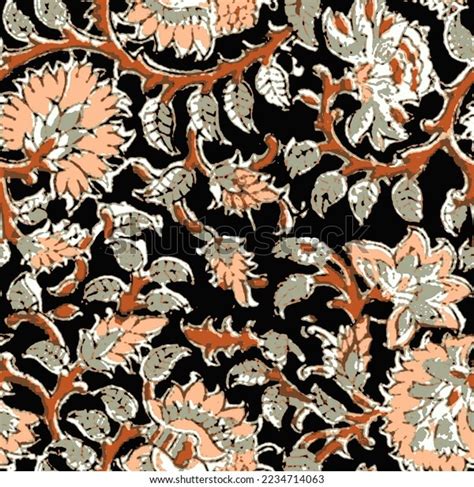 Ajrakh Pattern Block Print Pattern Batik Stock Illustration 2234714063