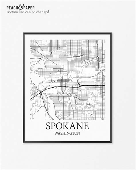 Spokane Map Art Print Spokane Poster Map Of Spokane Decor | Etsy with ...