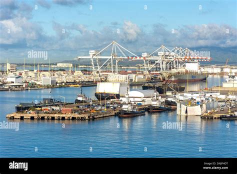 Ships Shipping Container Port Ports Harbour Harbor Honolulu City Hi Res