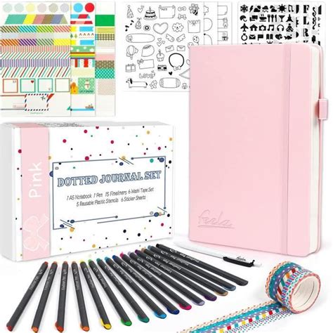 Carnet de Notes A5 Pointillé Feela Kit Bullet Journal avec Fournitures